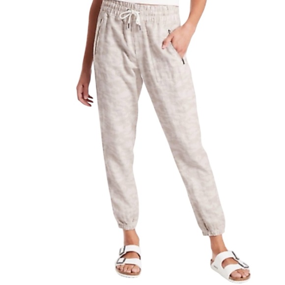 ATHLETA Cabo Tide Linen Joggers in Neutral Camo Size 10T — Quiet Luxury!!! - Picture 9 of 9